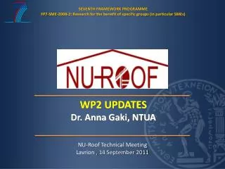 NU-Roof Technical Meeting Lavrion , 14 September 2011