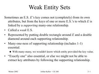 Weak Entity Sets