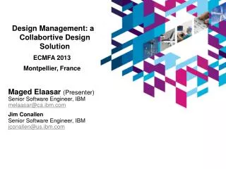 Design Management: a Collabortive Design Solution ECMFA 2013 Montpellier, France