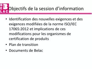 objectifs de la session d information