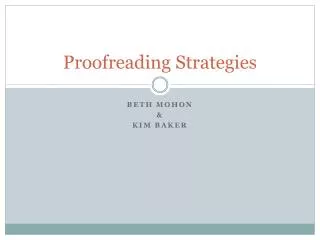 Proofreading Strategies