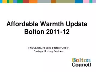 Affordable Warmth Update Bolton 2011-12