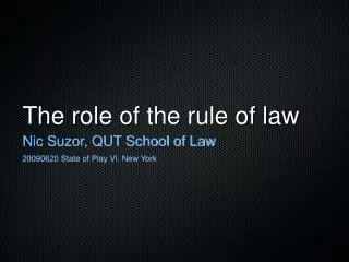 The role of the rule of law