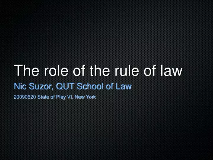 the role of the rule of law