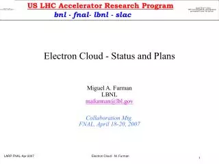 Electron Cloud - Status and Plans