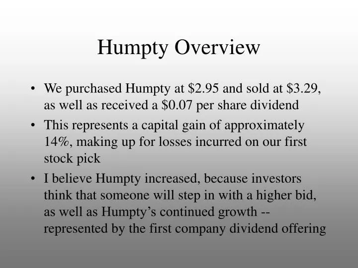 humpty overview