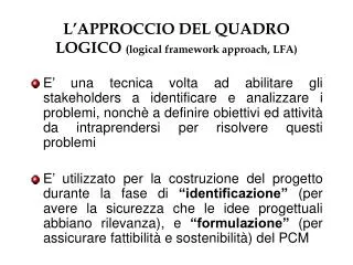 l approccio del quadro logico logical framework approach lfa