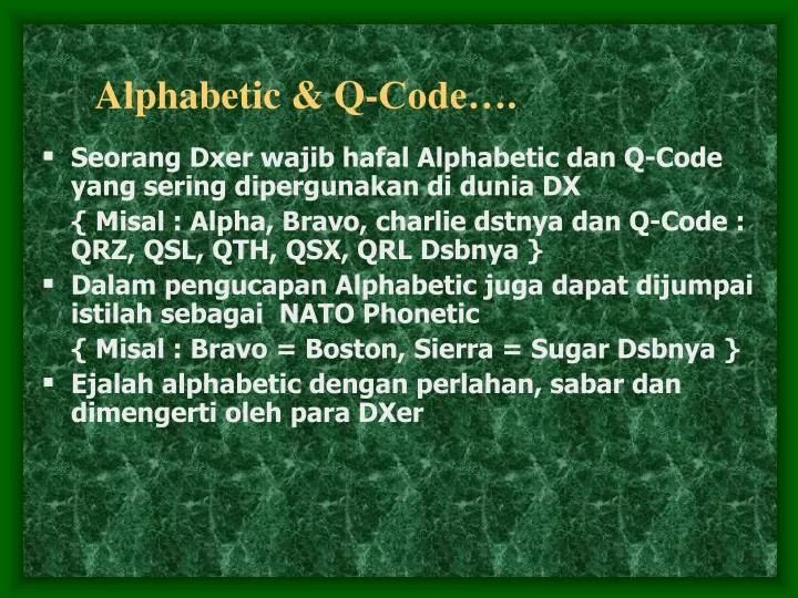 alphabetic q code