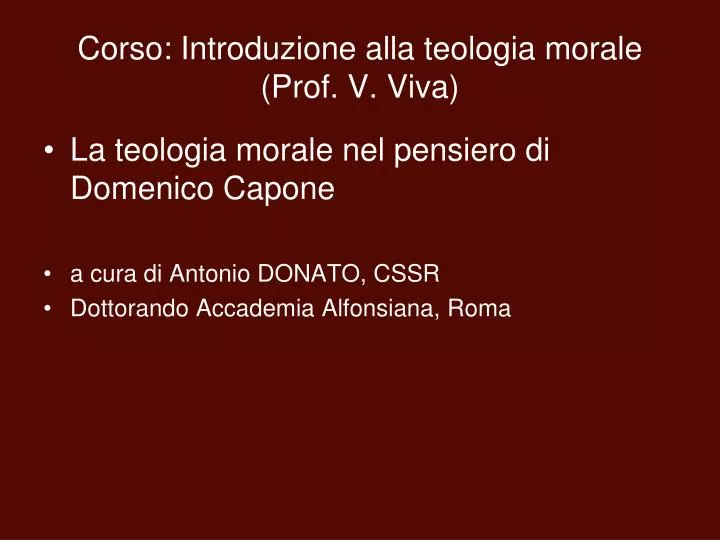 corso introduzione alla teologia morale prof v viva