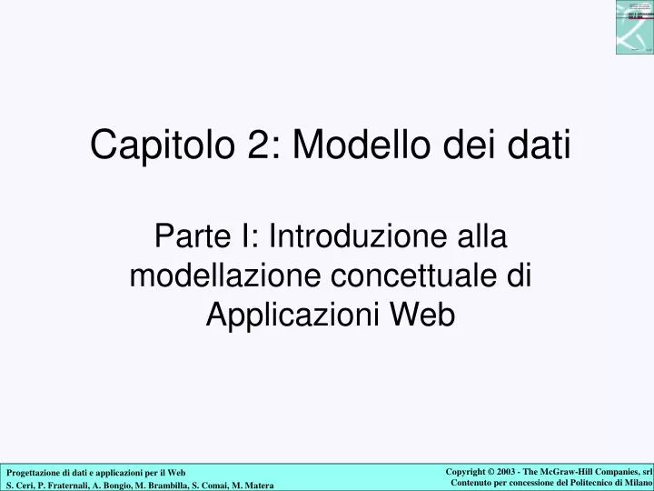 capitolo 2 modello dei dati parte i introduzione alla modellazione concettuale di applicazioni web
