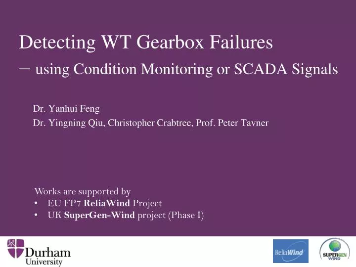 detecting wt gearbox failures using condition monitoring or scada signals