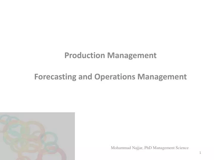 production management forecasting and operations management