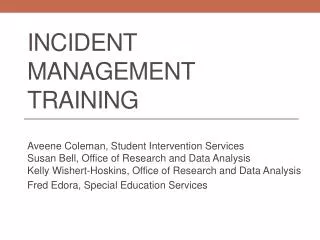 Incident Management Training