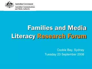 Families and Media Literacy Research Forum
