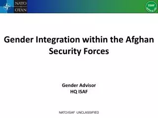 Gender Integration within the Afghan Security Forces