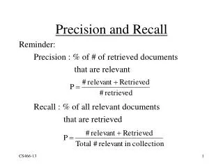 Precision and Recall