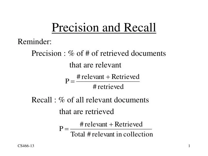 precision and recall