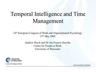 Temporal Intelligence and Time Management