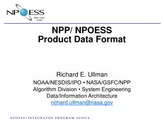 NPP/ NPOESS Product Data Format