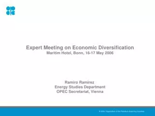 Expert Meeting on Economic Diversification Maritim Hotel, Bonn, 16-17 May 2006 Ramiro Ramirez