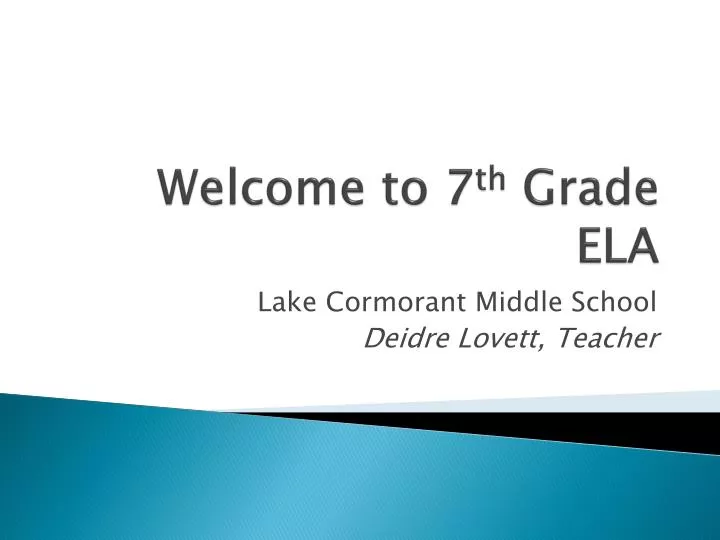 welcome to 7 th grade ela
