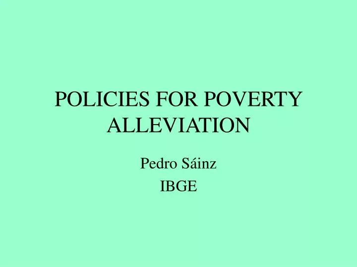 policies for poverty alleviation