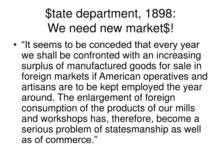 tate department 1898 we need new market