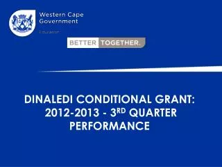 DINALEDI CONDITIONAL GRANT: 2012-2013 - 3 RD QUARTER PERFORMANCE