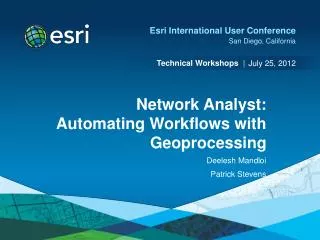 Network Analyst: Automating Workflows with Geoprocessing