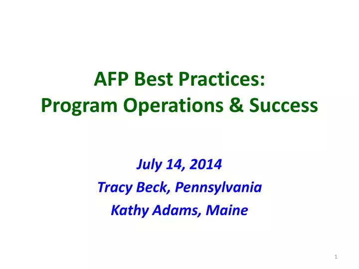 afp best practices program operations success