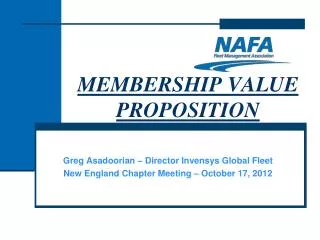 MEMBERSHIP VALUE PROPOSITION