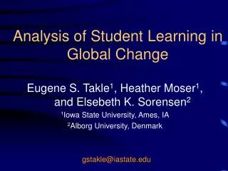 Analysis of Student Learning in Global Change