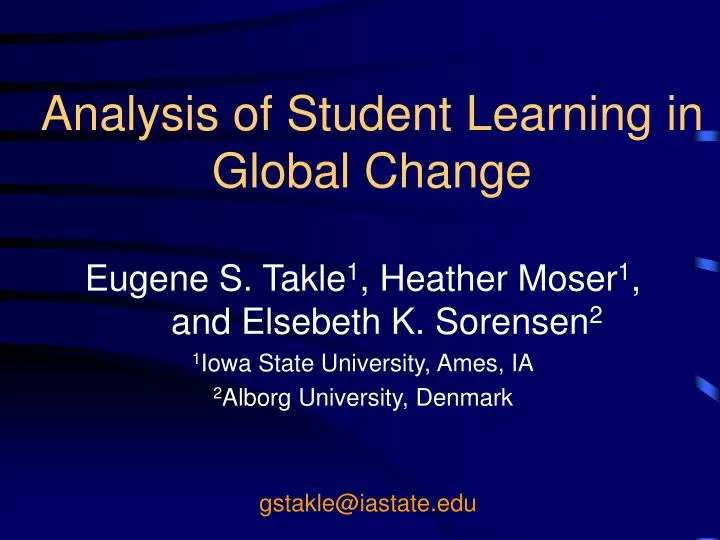 analysis of student learning in global change