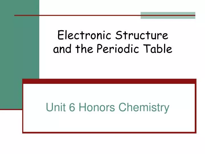 electronic structure and the periodic table