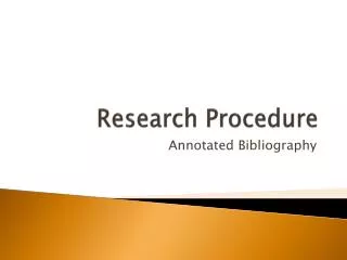 Research Procedure