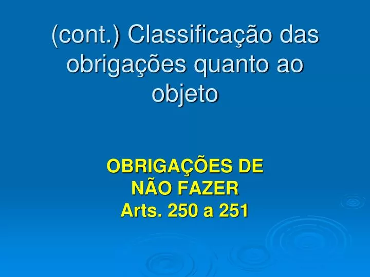 cont classifica o das obriga es quanto ao objeto