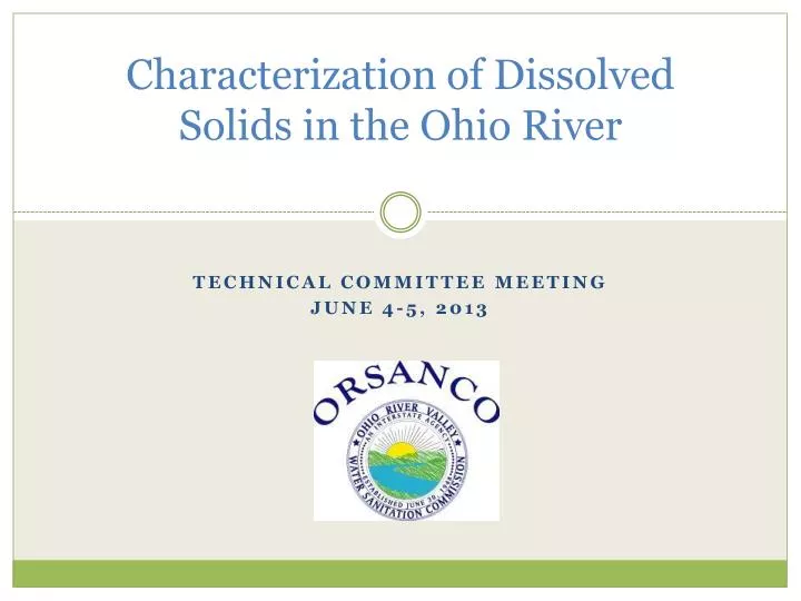characterization of dissolved solids in the ohio river