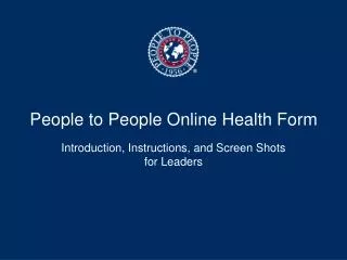 People to People Online Health Form