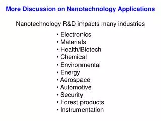 Nanotechnology R&amp;D impacts many industries