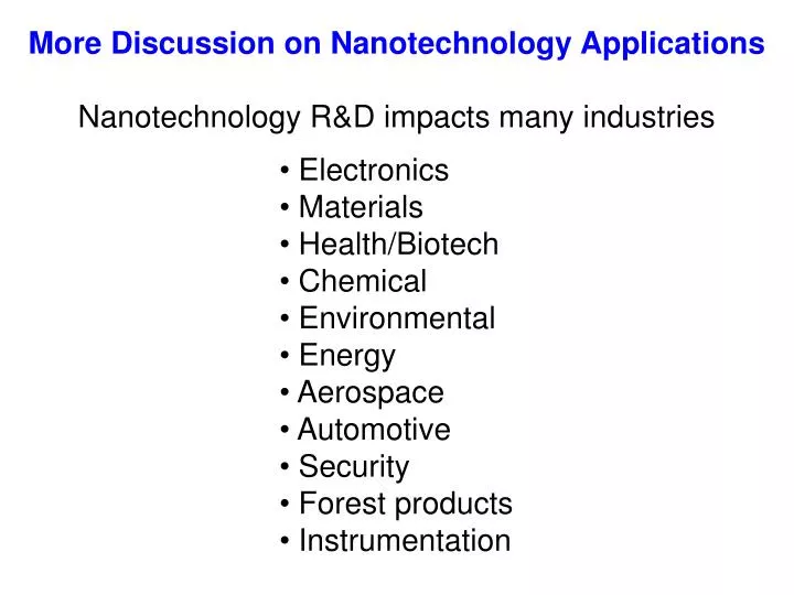 nanotechnology r d impacts many industries