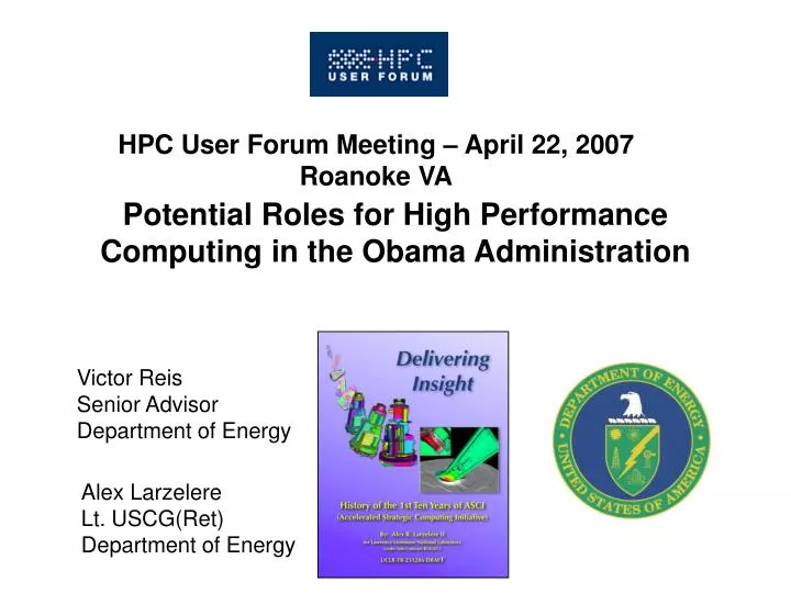 potential roles for high performance computing in the obama administration
