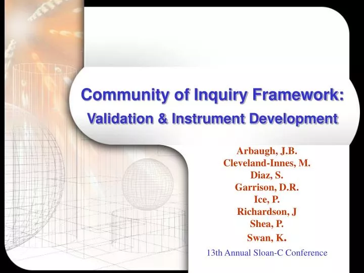 community of inquiry framework validation instrument development