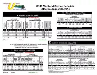 UCAT Weekend Service Schedule Effective August 30, 2014