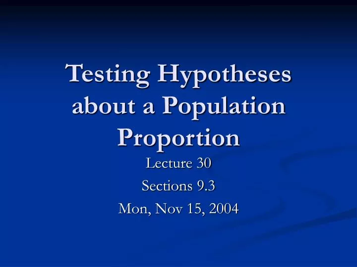 testing hypotheses about a population proportion