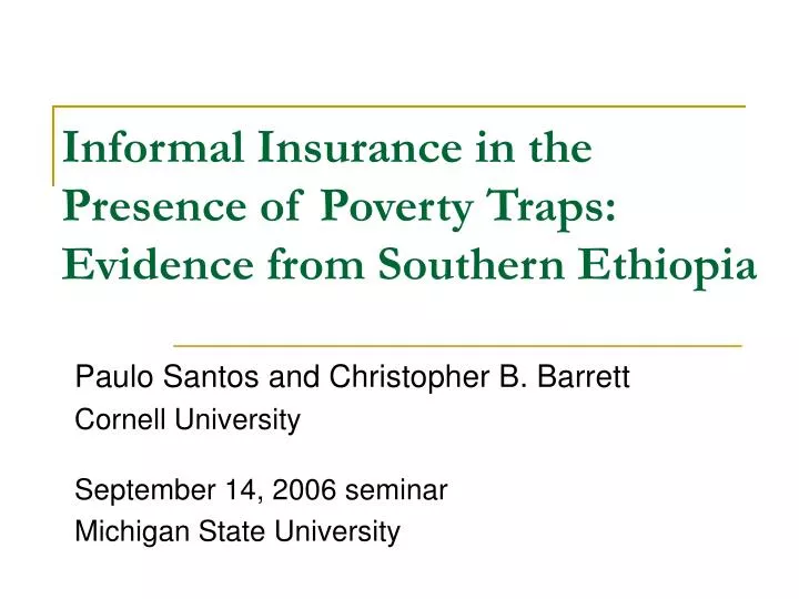 informal insurance in the presence of poverty traps evidence from southern ethiopia