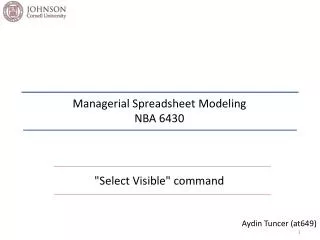 Managerial Spreadsheet Modeling NBA 6430