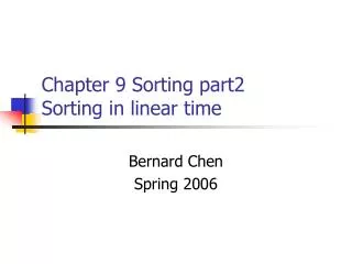 Chapter 9 Sorting part2 Sorting in linear time