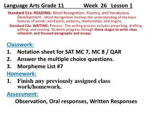 Language Arts Grade 11 Week 26 Lesson 1
