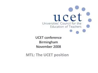 UCET conference Birmingham November 2008