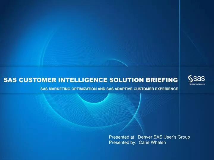 sas customer intelligence solution briefing